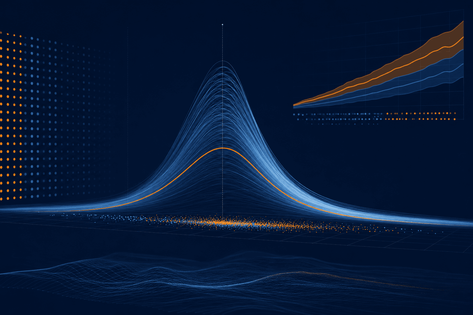 Abstract data visualization in blue and orange